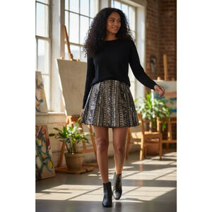 Express Sequin Mini Skirt Black/Gold Size M